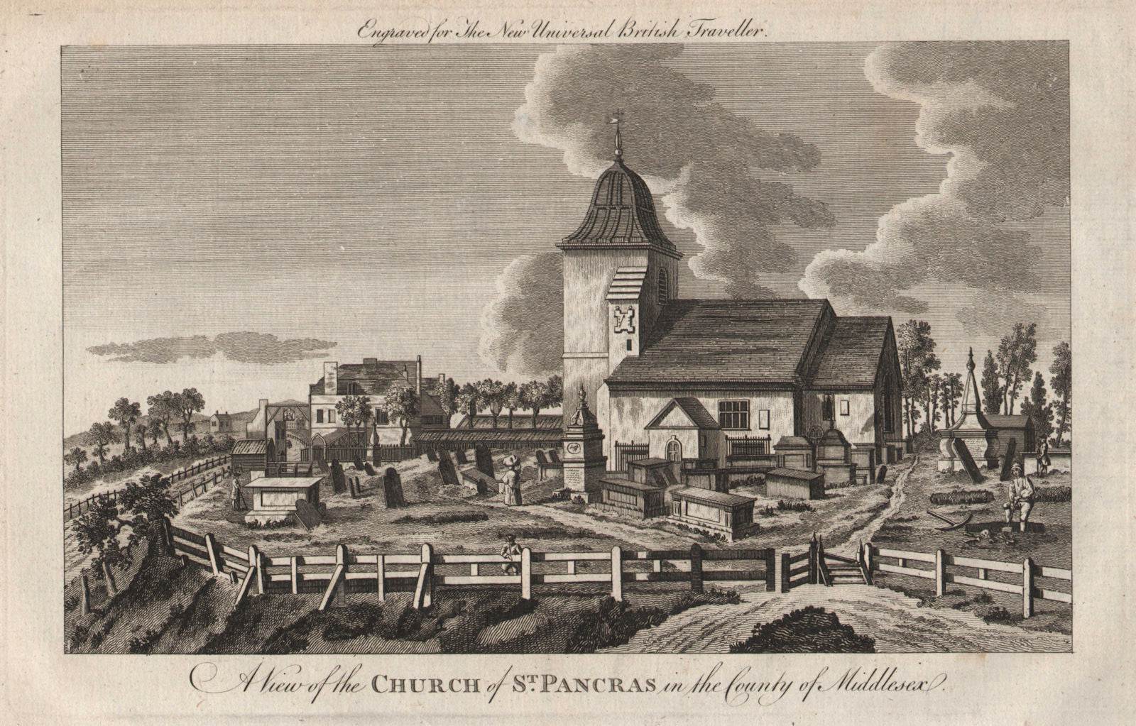 View of St Pancras Old Church, London. Rebuilt 19th century. BURLINGTON 1779